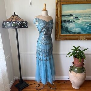 Babeyond Blue Beaded Evening Gown